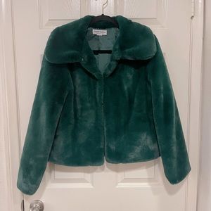 Charlie Holiday forest green fluffy coat size Medium.